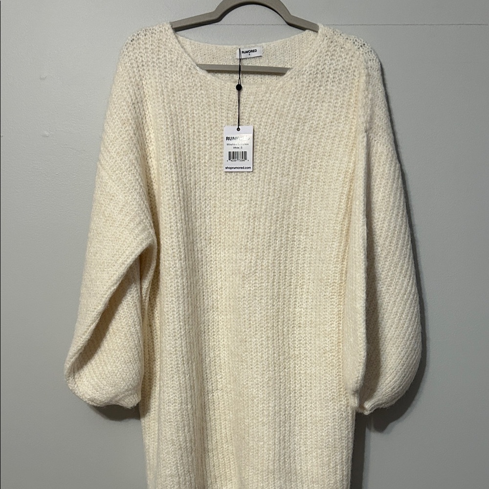 Rumored Women's Cream Knit Mini Dress/ tunic. Small. NWT.